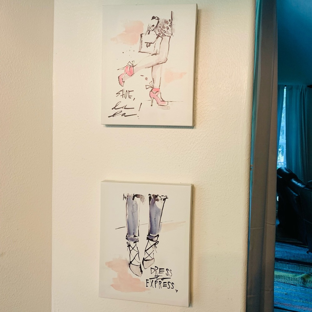 Megan Swartz Art in Motion beauty glam room fashion canvas wall art set of 2 - Picture 3 of 16